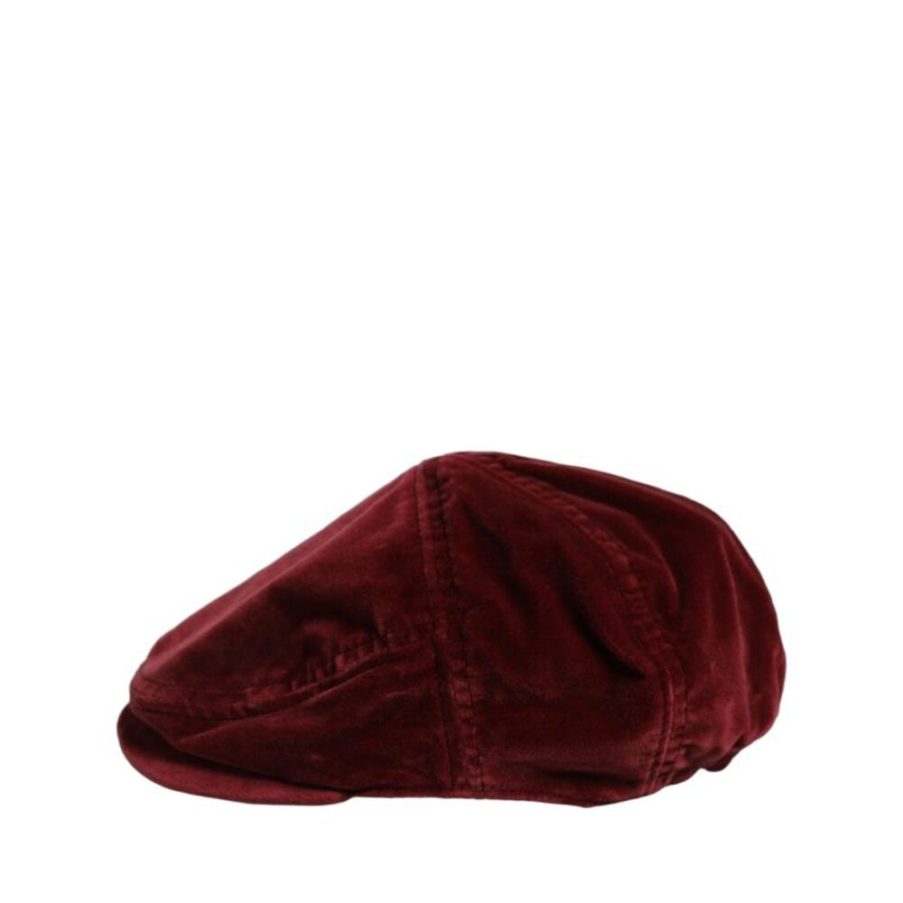 Dolce & Gabbana Men Dark Red Cotton Newsboy Capello Cabbie Men's Hat